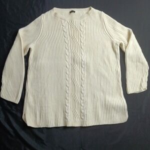 Talbots Womens Cream Crew Neck Cable Knit Cashmere Blend Sweater – Size 1X